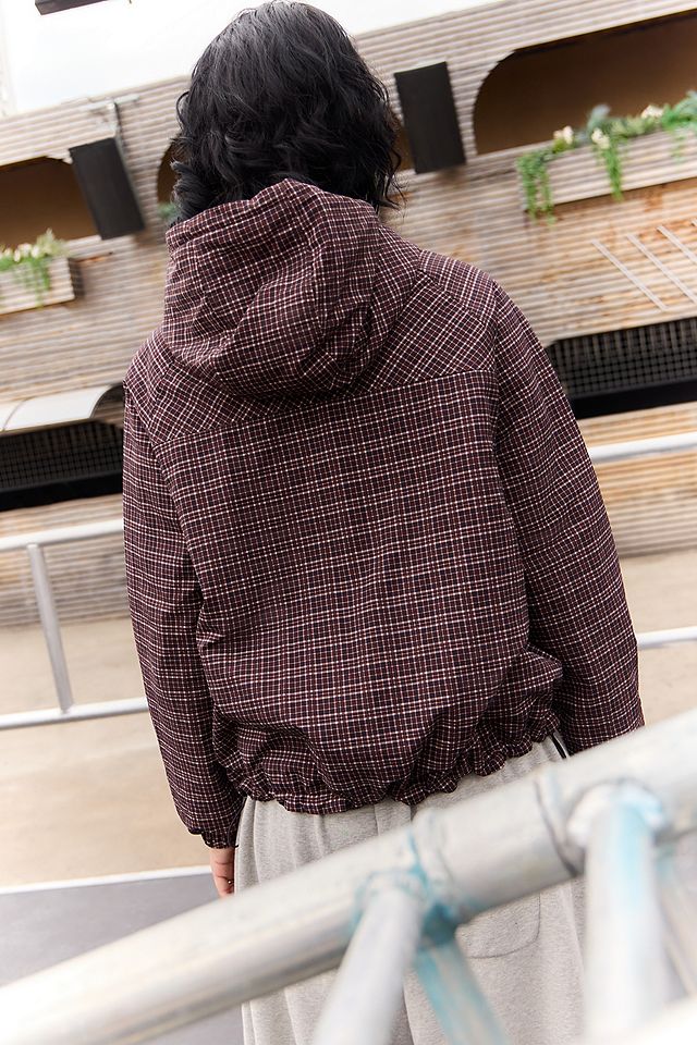 Water-Resistant Quilted Checkered Jacket