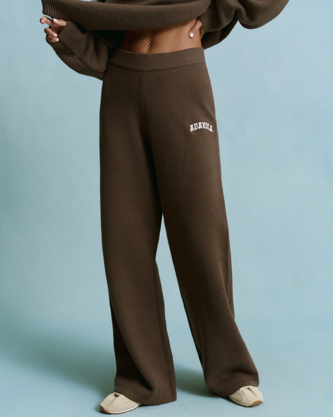 Dark Cocoa Zip Through Knit Sweatshirt & Sweatpants