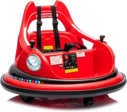 12V children's bumper cars, suitable for toddlers, electric remote control, with LED lights.