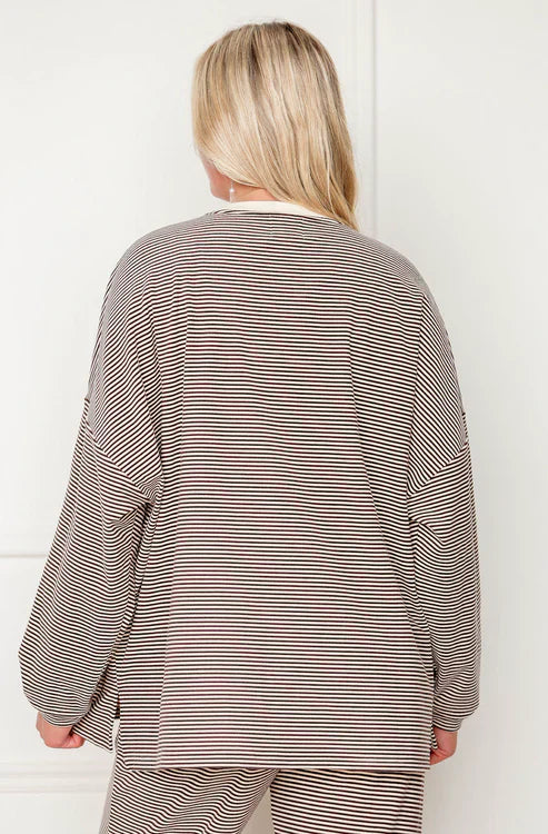 Striped Fleece Oversize Top And Pants