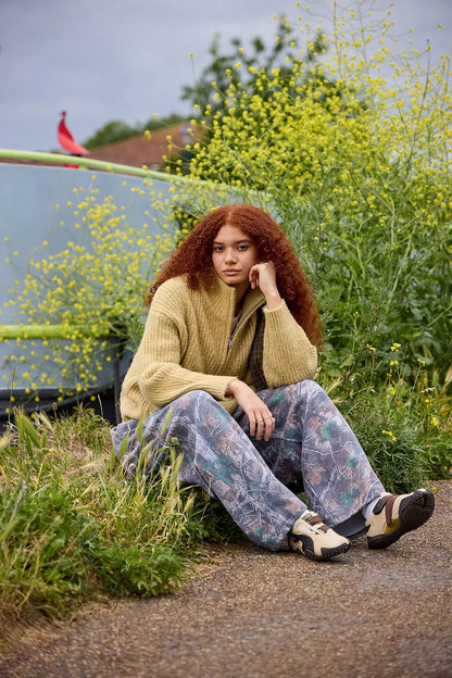 Funnel Neck Zip-Through Cardigan