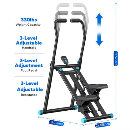 Merach Stepper with Handrails, Full-Body Workout, Supports 300 lbs, Compact Aerobic Climber