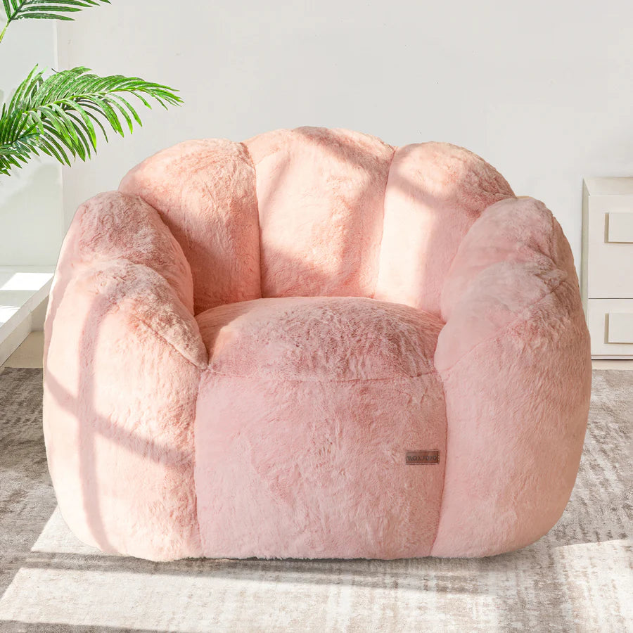 Floral-Shaped Faux Fur Bean Bag Sofa, Large Ultra-Soft Floor Chair for Living Room and Bedroom 9