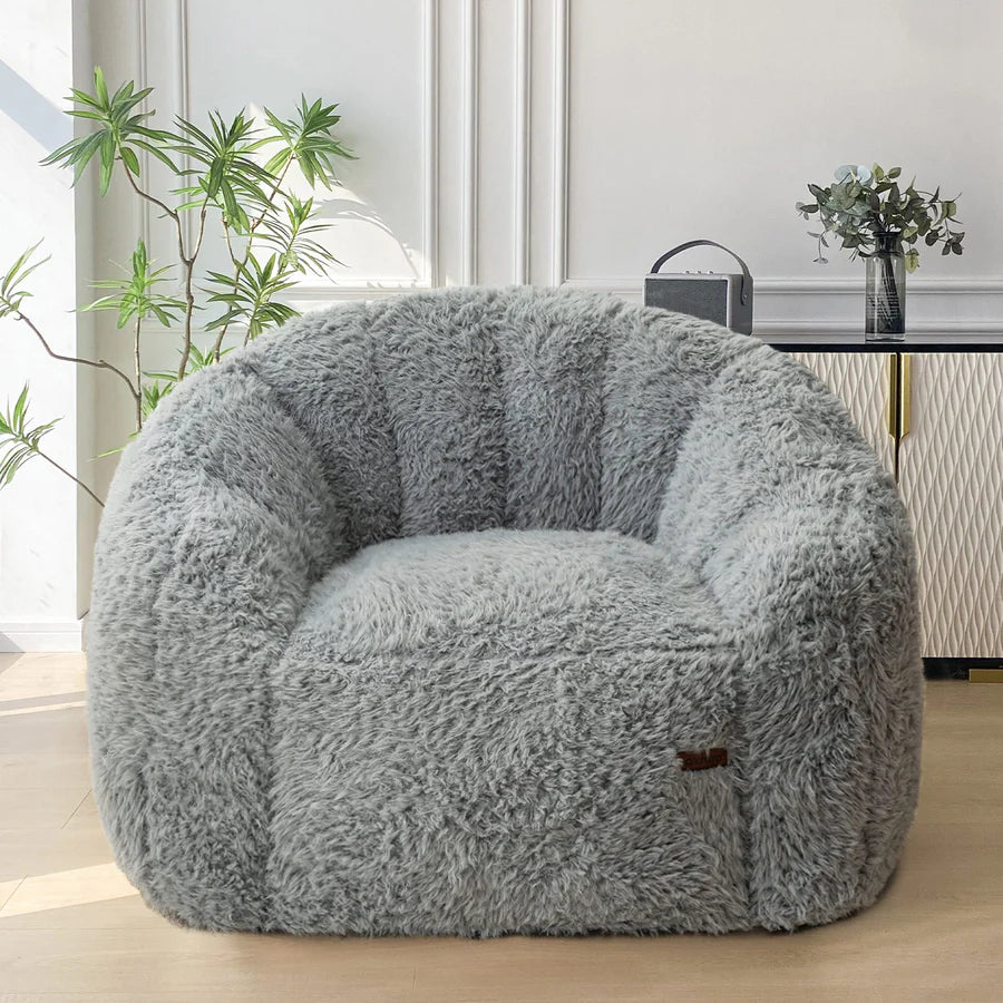 Floral-Shaped Faux Fur Bean Bag Sofa, Large Ultra-Soft Floor Chair for Living Room and Bedroom 9