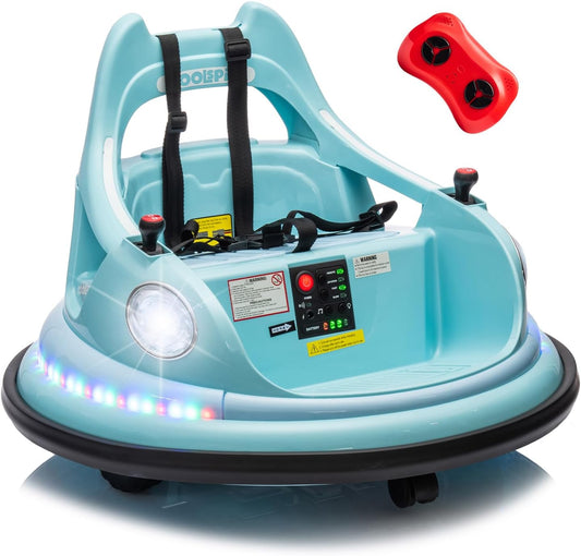 12V children's bumper cars, suitable for toddlers, electric remote control, with LED lights.
