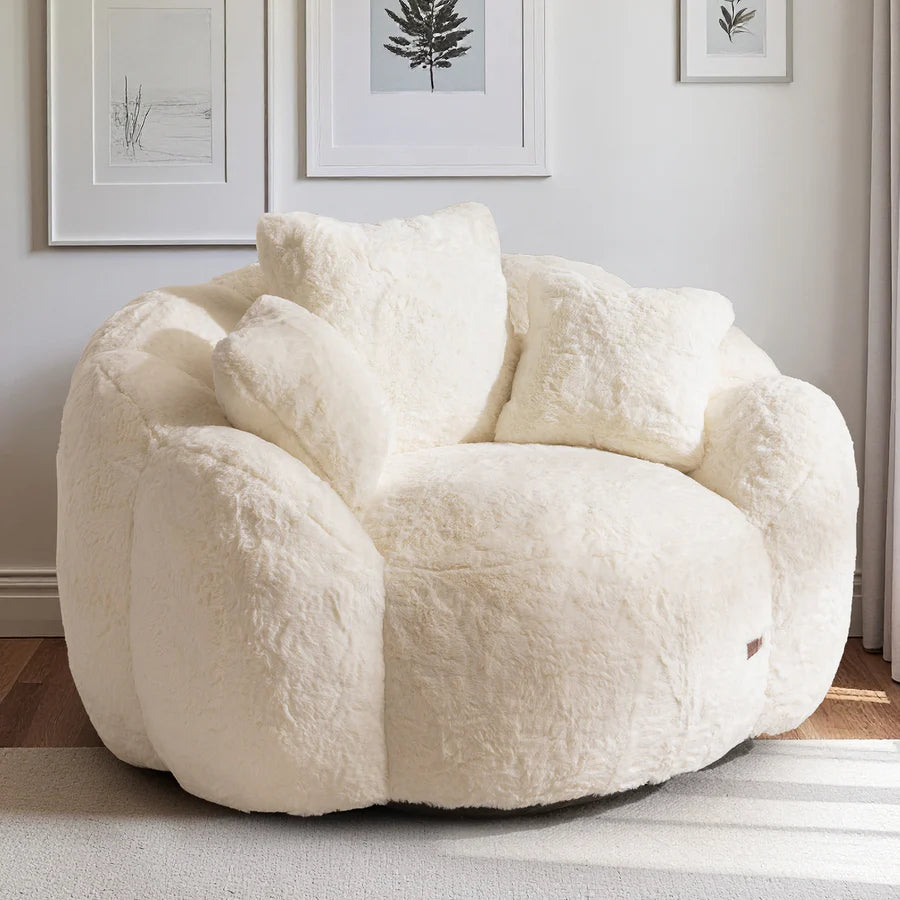 Floral-Shaped Faux Fur Bean Bag Sofa, Large Ultra-Soft Floor Chair for Living Room and Bedroom 9