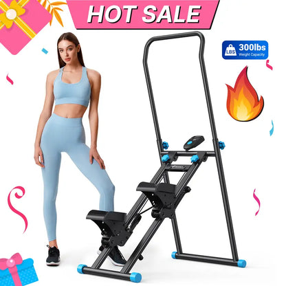 Merach Stepper with Handrails, Full-Body Workout, Supports 300 lbs, Compact Aerobic Climber