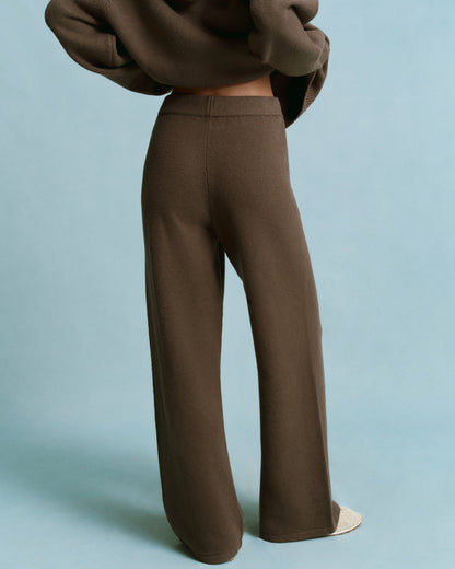 Dark Cocoa Zip Through Knit Sweatshirt & Sweatpants