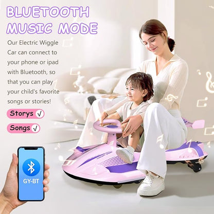 12V Go-Kart/Rocking Car 2-in-1 Kids Ride Toy – 360° Spinning Wheels