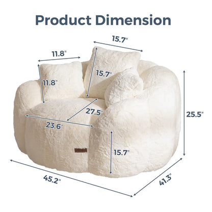 Floral-Shaped Faux Fur Bean Bag Sofa, Large Ultra-Soft Floor Chair for Living Room and Bedroom 9