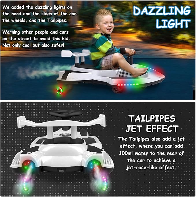 12V Go-Kart/Rocking Car 2-in-1 Kids Ride Toy – 360° Spinning Wheels