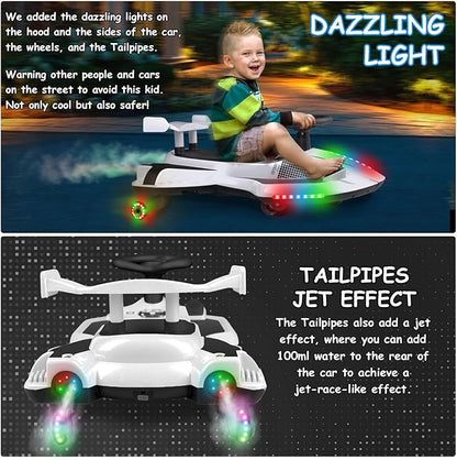 12V Go-Kart/Rocking Car 2-in-1 Kids Ride Toy – 360° Spinning Wheels