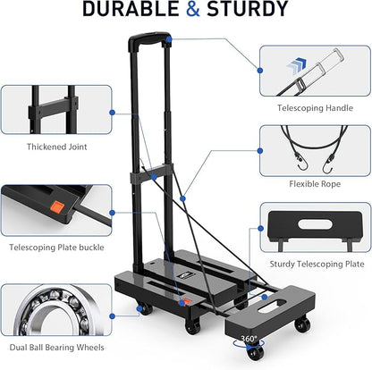 SPACEKEEPER Folding Trolley, 500-pound Heavy Duty Luggage Cart