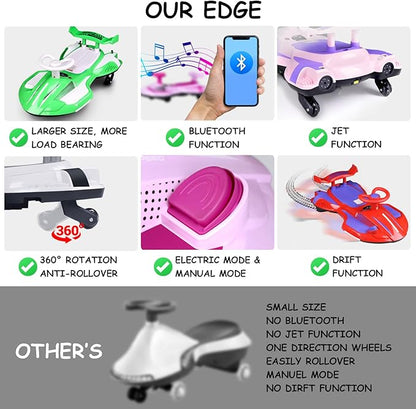 12V Go-Kart/Rocking Car 2-in-1 Kids Ride Toy – 360° Spinning Wheels