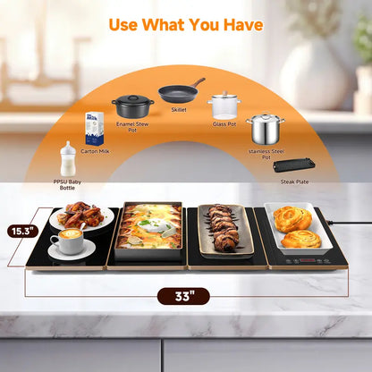 FEPPO Electric Heated Tray, 4-in-1 Meal Warmer