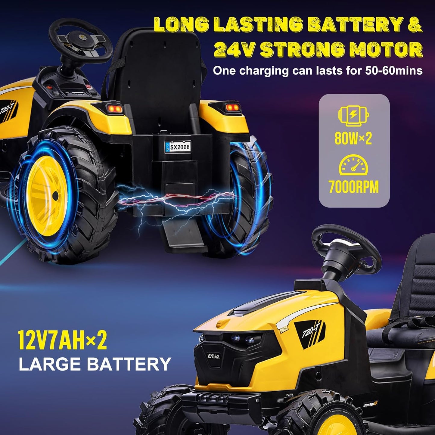 3-in-1 electric toy car for older children, 24V, suitable for older kids.