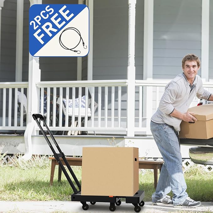 SPACEKEEPER Folding Trolley, 500-pound Heavy Duty Luggage Cart