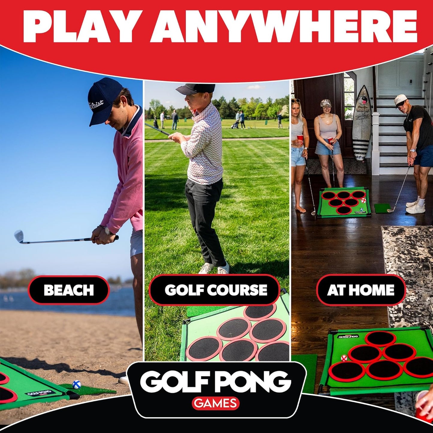 Golf Ping Pong - A backyard golf game with 16 chip shots and mats.
