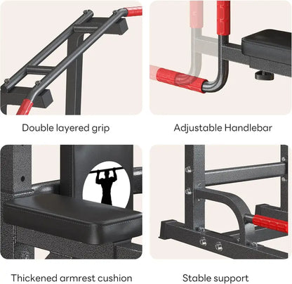 Nicole Ultimate Power 500lb Load-Bearing Adjustable Pull-Up Bar and Dip Station Home Gym Multifunctional Strength Training Station
