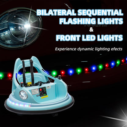 12V children's bumper cars, suitable for toddlers, electric remote control, with LED lights.