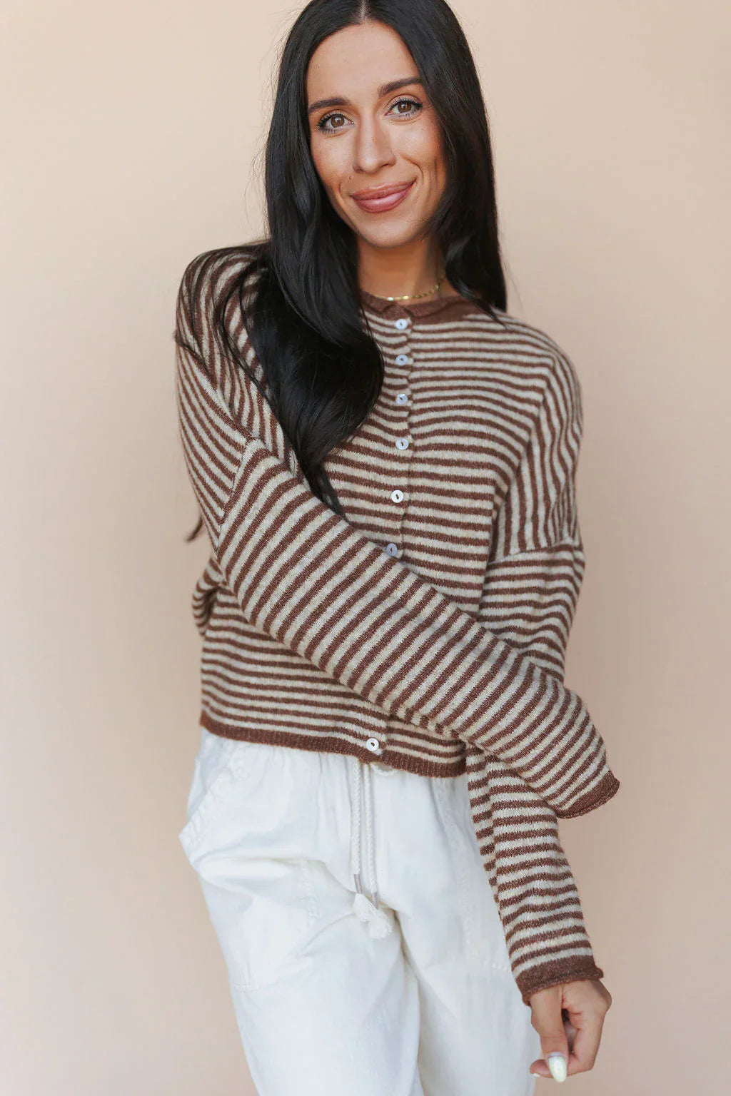 Piper Cardigan in Pinstripe