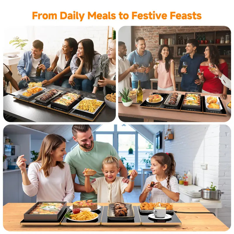 FEPPO Electric Heated Tray, 4-in-1 Meal Warmer