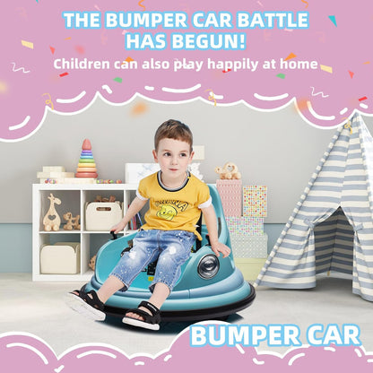 12V children's bumper cars, suitable for toddlers, electric remote control, with LED lights.