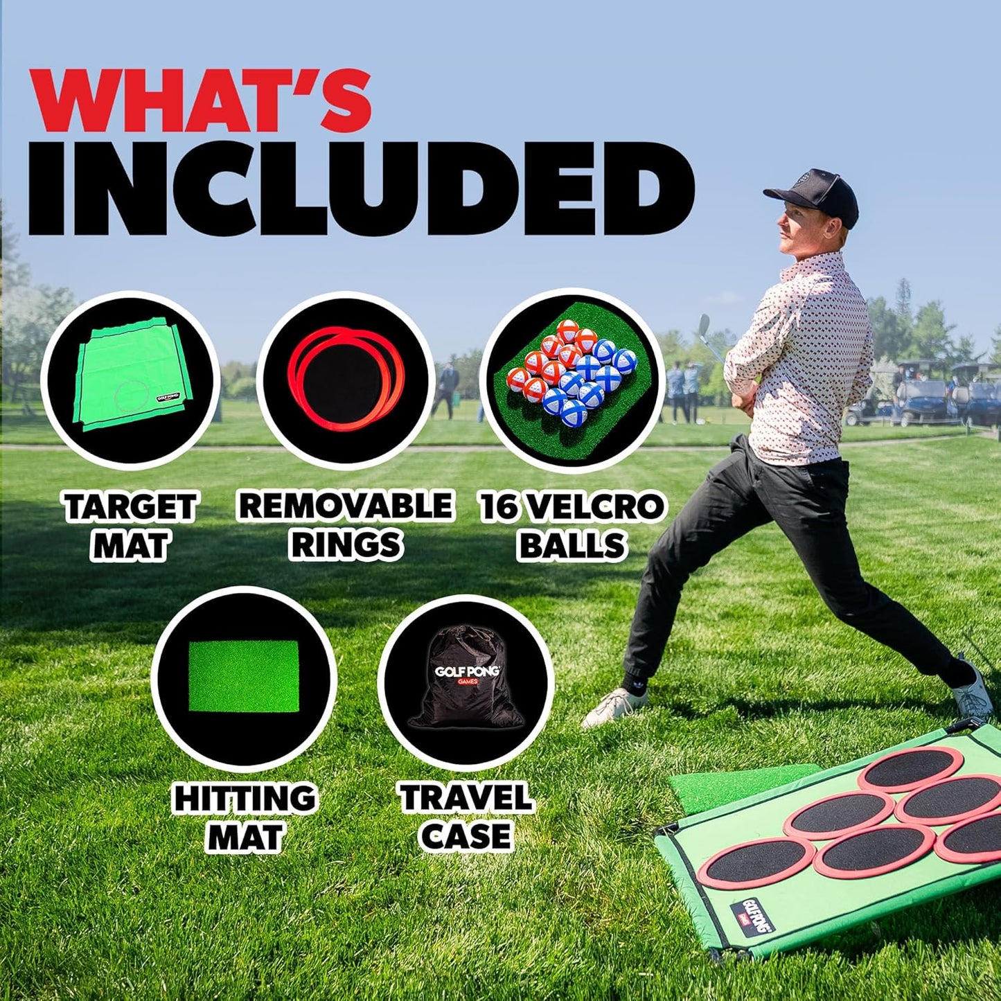 Golf Ping Pong - A backyard golf game with 16 chip shots and mats.