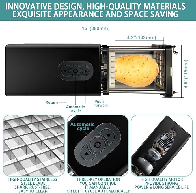 Electric French Fry Cutter, Sopito Stainless Steel Potato Cutter