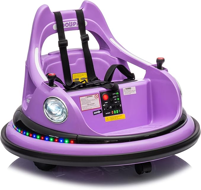 12V children's bumper cars, suitable for toddlers, electric remote control, with LED lights.