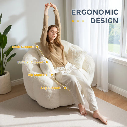 Floral-Shaped Faux Fur Bean Bag Sofa, Large Ultra-Soft Floor Chair for Living Room and Bedroom 9