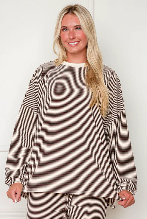 Striped Fleece  Oversize Top And Pants