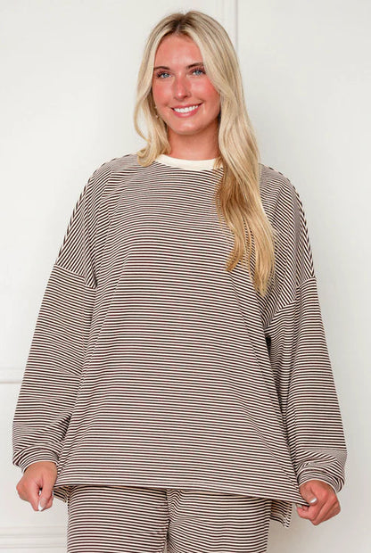 Striped Fleece  Oversize Top And Pants