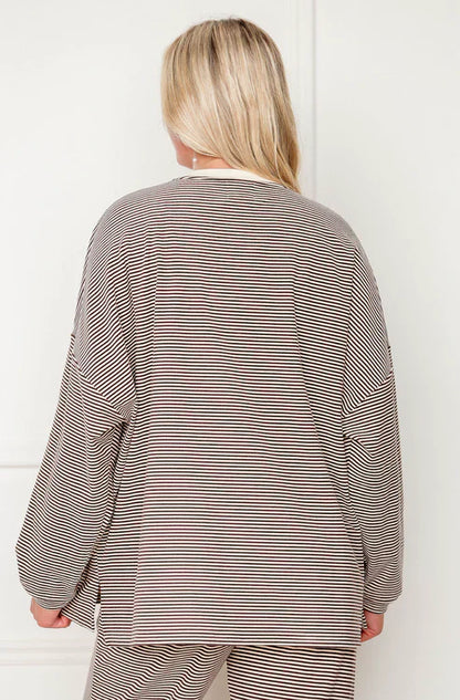 Striped Fleece  Oversize Top And Pants