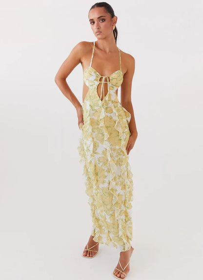 Sunset Kisses Ruffle Maxi Dress